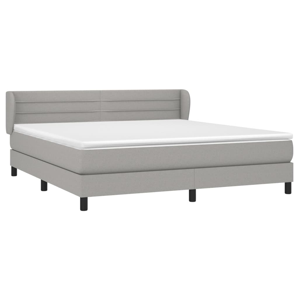 vidaXL Box Spring Bed with Mattress Light Gray 76"x79.9" King Fabric