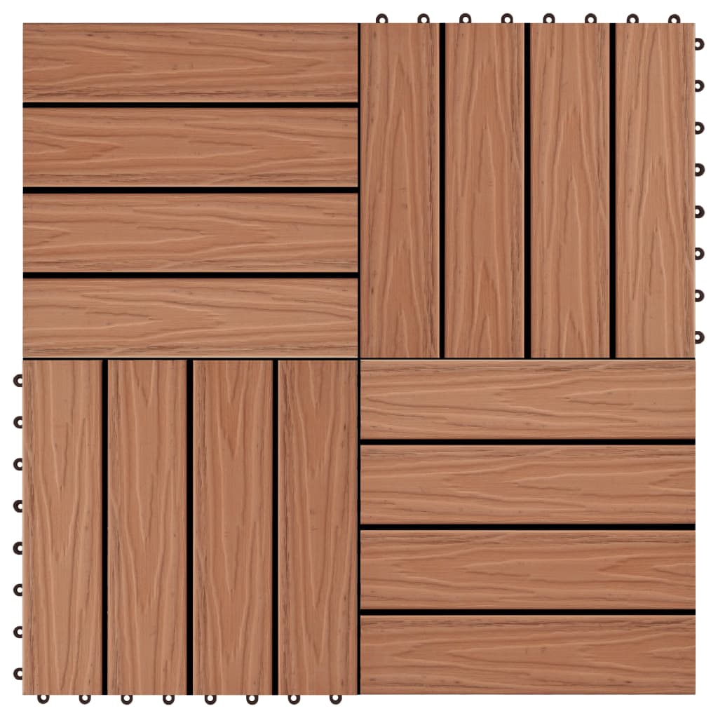 vidaXL 11 pcs Decking Tiles Deep Embossed WPC 11.8" x 11.8" 1 sqm Light Brown