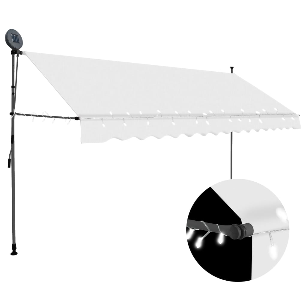 vidaXL Manual Retractable Awning with LED 157.5" Cream