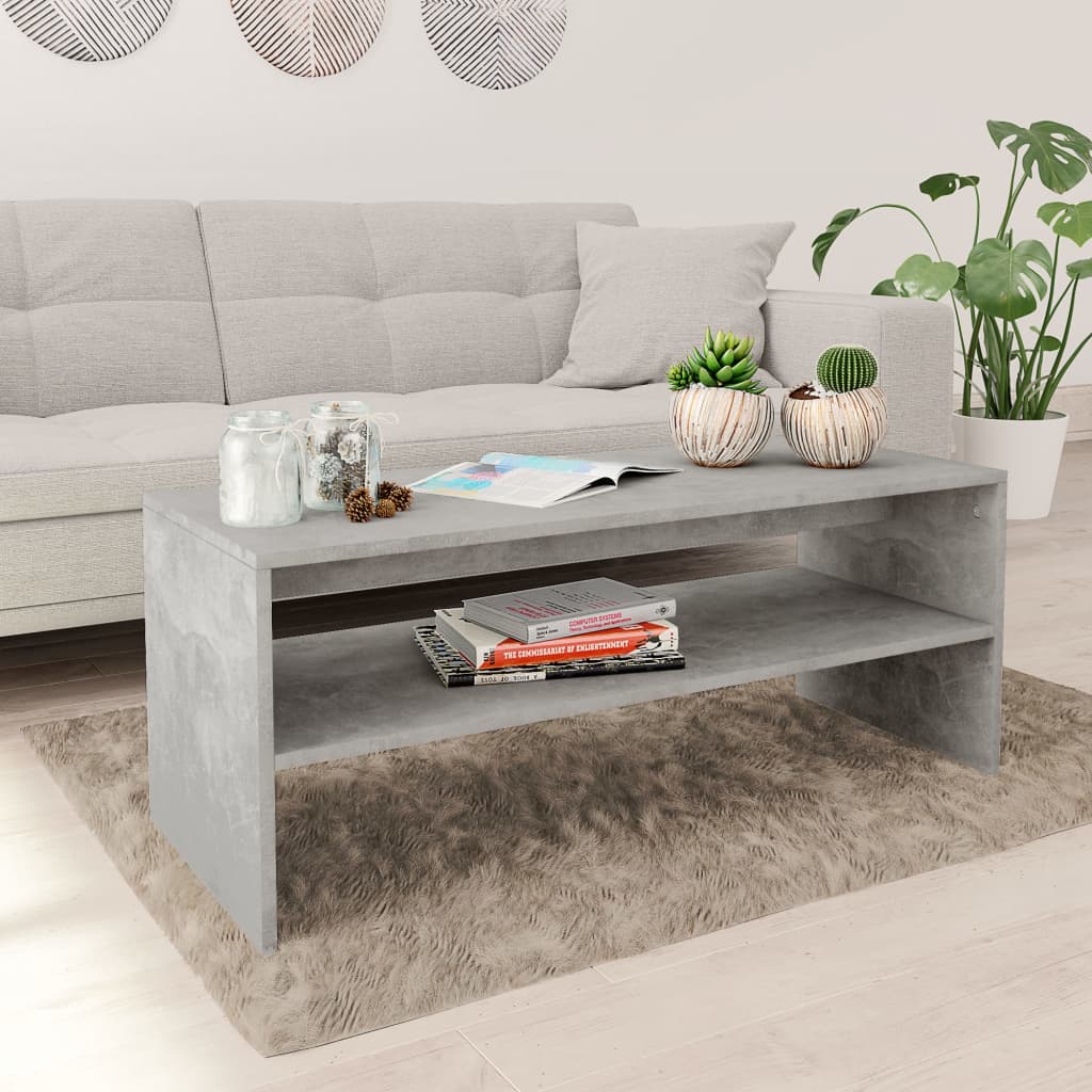 vidaXL Coffee Table Concrete Gray 39.4"x15.7"x15.7" Chipboard