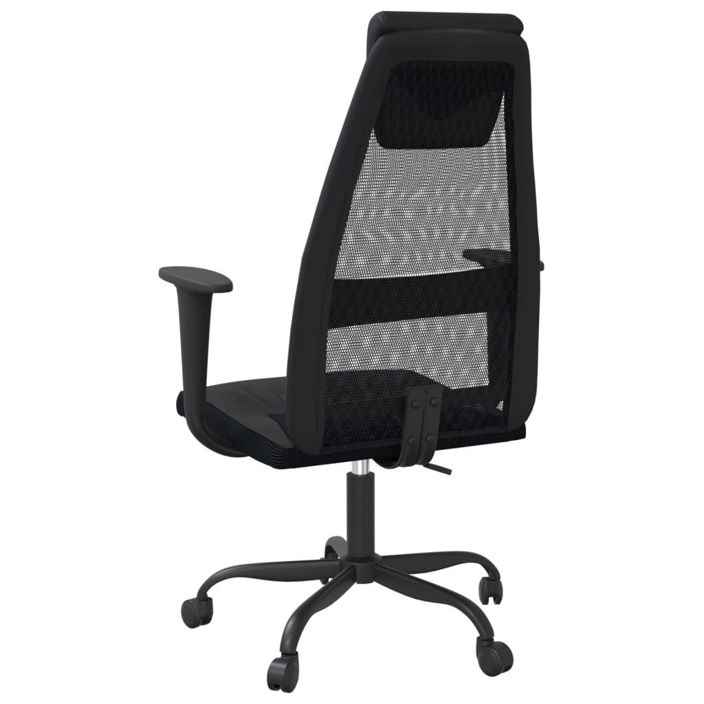 vidaXL Office Chair Black Mesh Fabric and Faux Leather