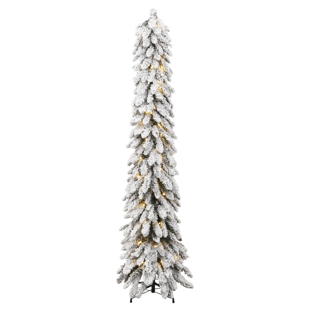 vidaXL Artificial Pre-lit Christmas Tree with 100 LEDs and Flocked Snow 70.9"