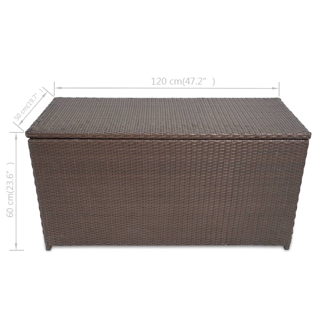 vidaXL Patio Storage Box Brown 47.2"x19.7"x23.6" Poly Rattan