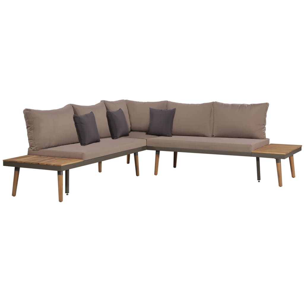vidaXL 4 Piece Patio Lounge Set with Cushions Solid Acacia Wood Brown