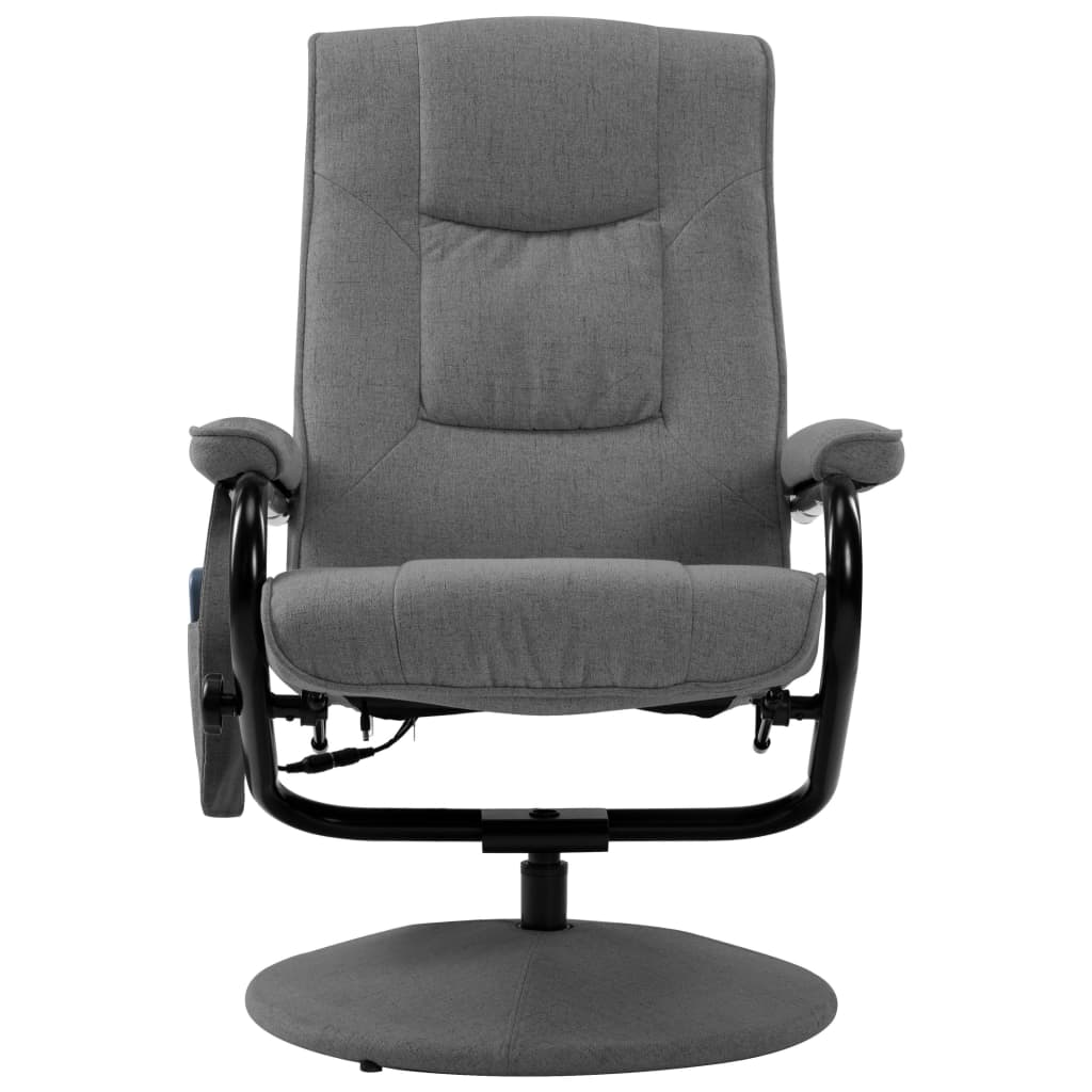 vidaXL Massage Recliner with Footrest Light Gray Fabric