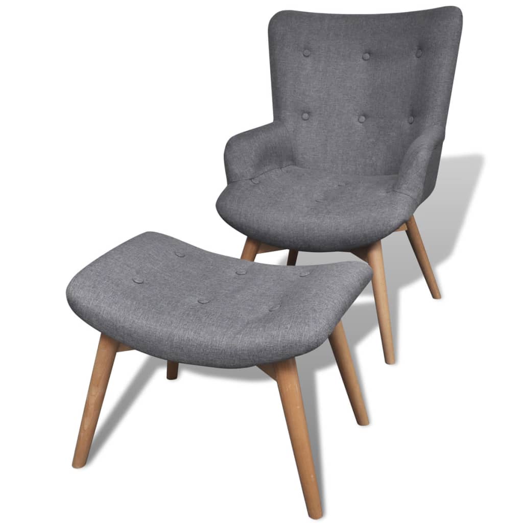 vidaXL Armchair with Footstool Gray Fabric