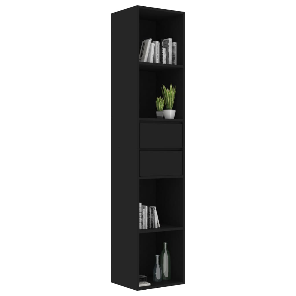 vidaXL Book Cabinet Black 14.2"x11.8"x67.3" Engineered Wood