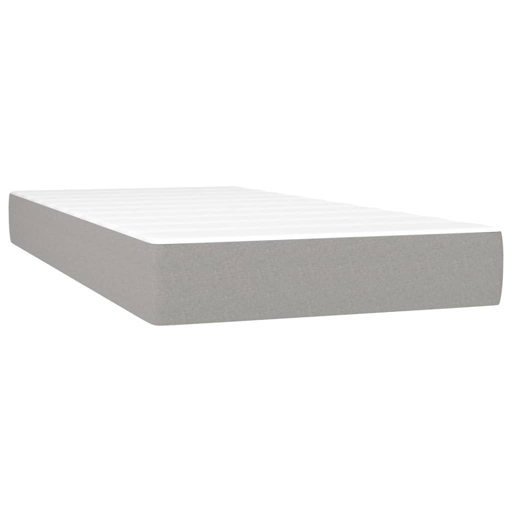 vidaXL Box Spring Bed with Mattress Light Gray Twin Fabric