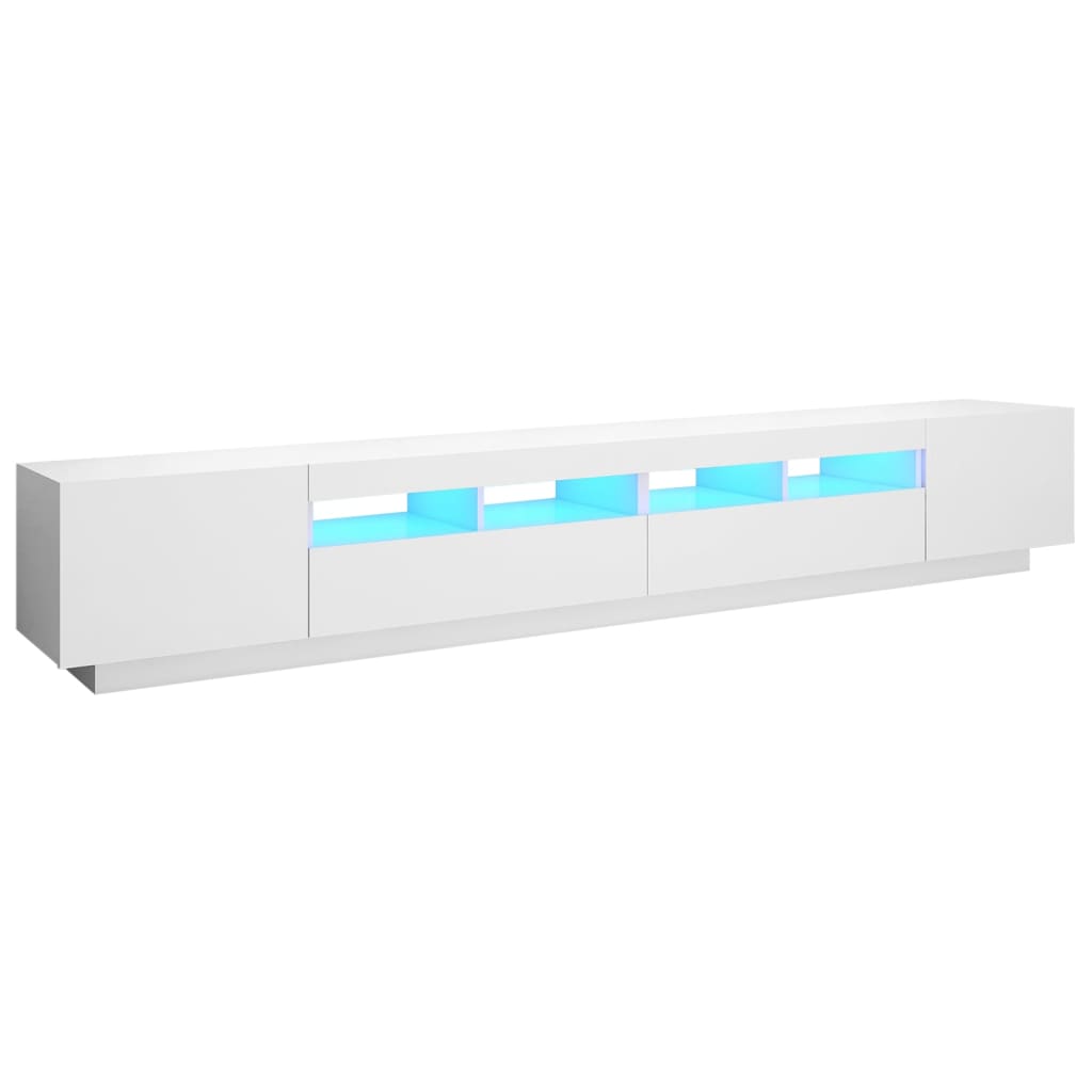 vidaXL TV Stand with LED Lights White 102.4"x13.8"x15.7"