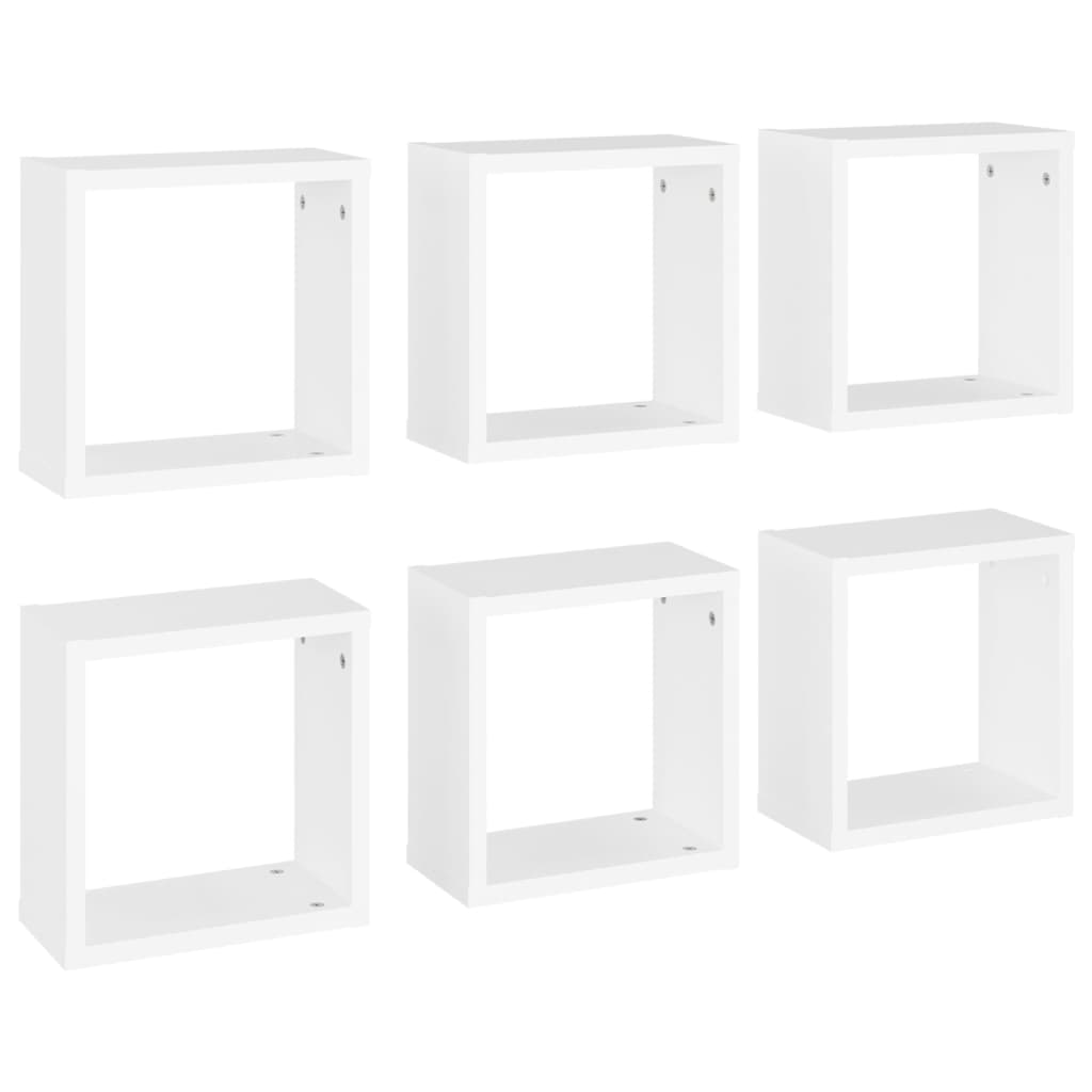 vidaXL Wall Cube Shelves 6 pcs White 11.8"x5.9"x11.8"