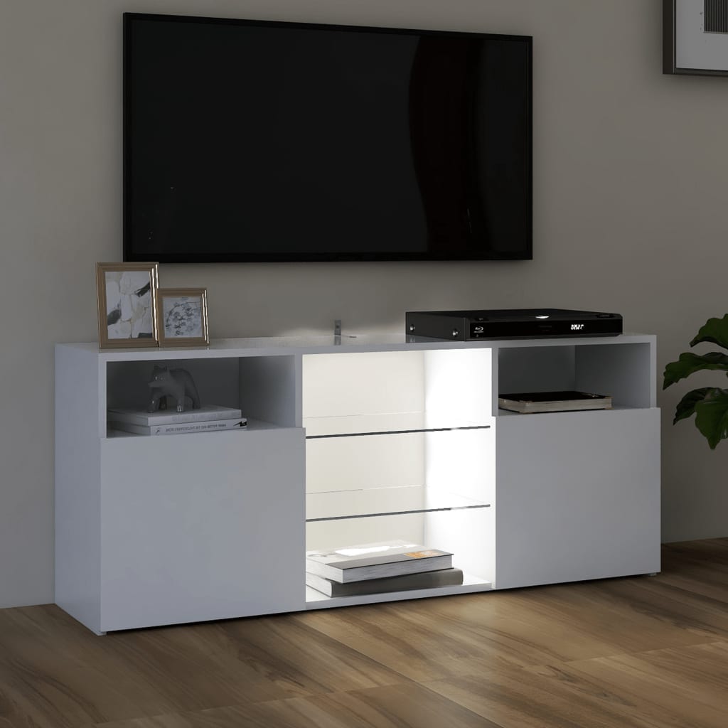 vidaXL TV Stand with LED Lights White 47.2"x11.8"x19.7"