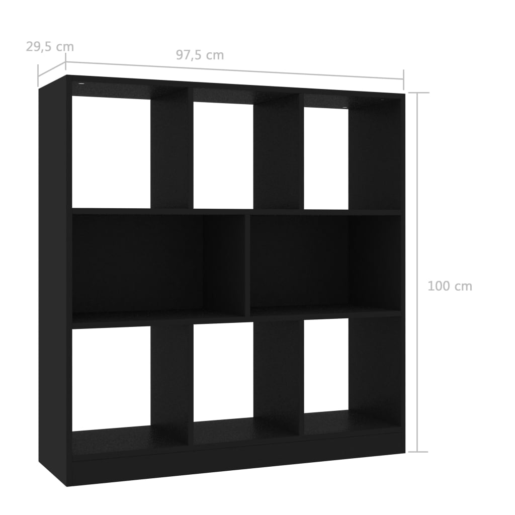 vidaXL Book Cabinet Black 38.4"x11.6"x39.4" Engineered Wood