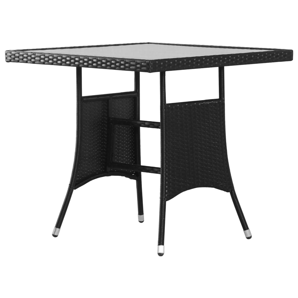 vidaXL Patio Table Black 31.5"x31.5"x29.1" Poly Rattan