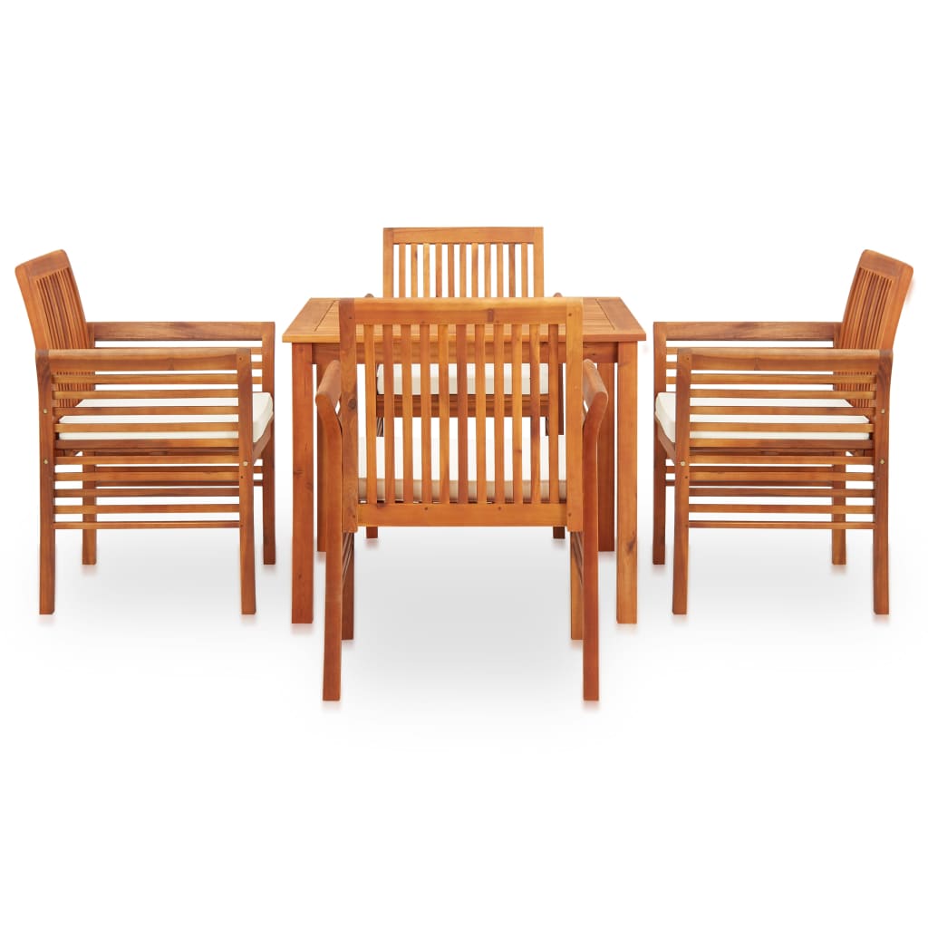 vidaXL 5 Piece Patio Dining Set with Cushions Solid Acacia Wood