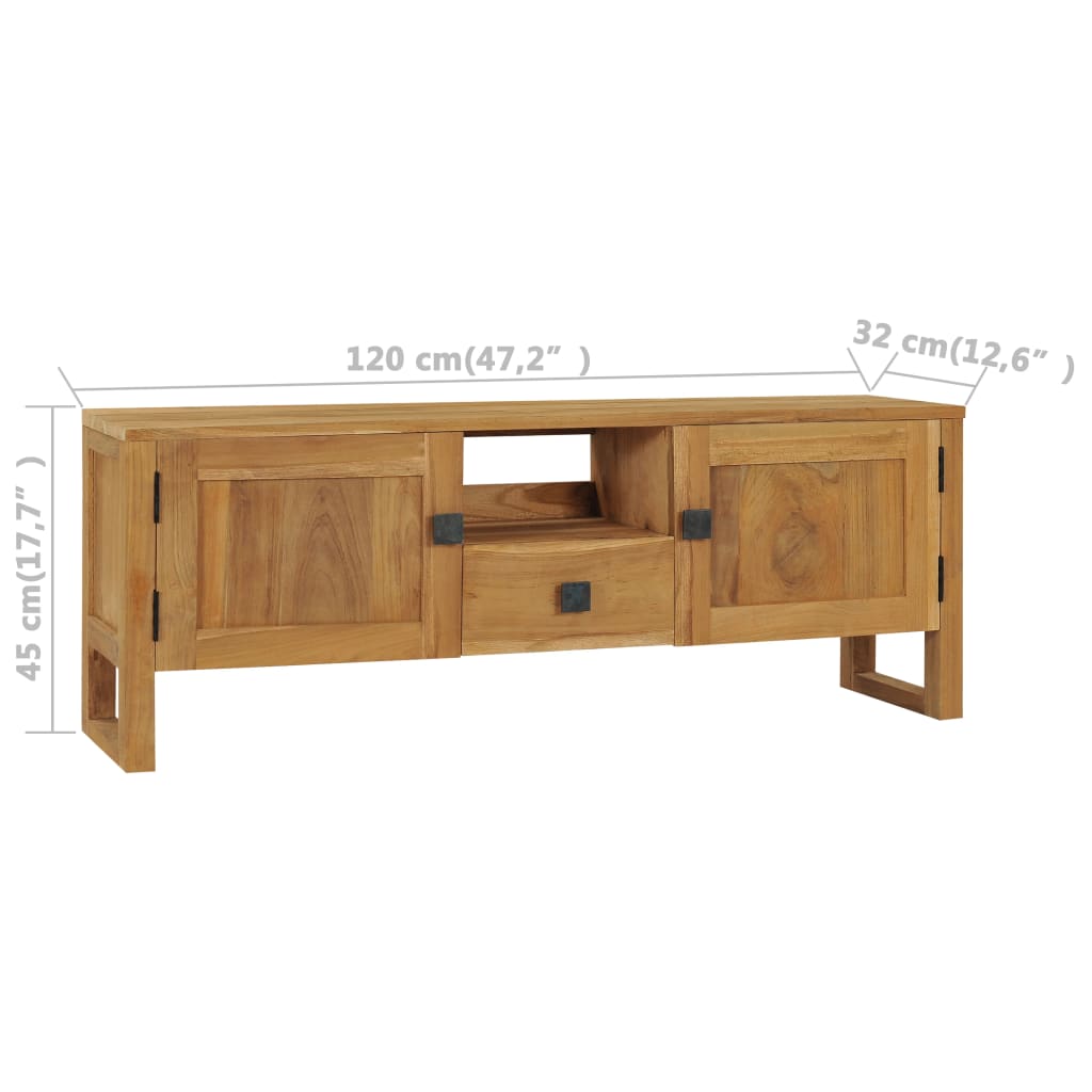 vidaXL TV Stand 47.2"x12.6"x17.7" Solid Wood Teak