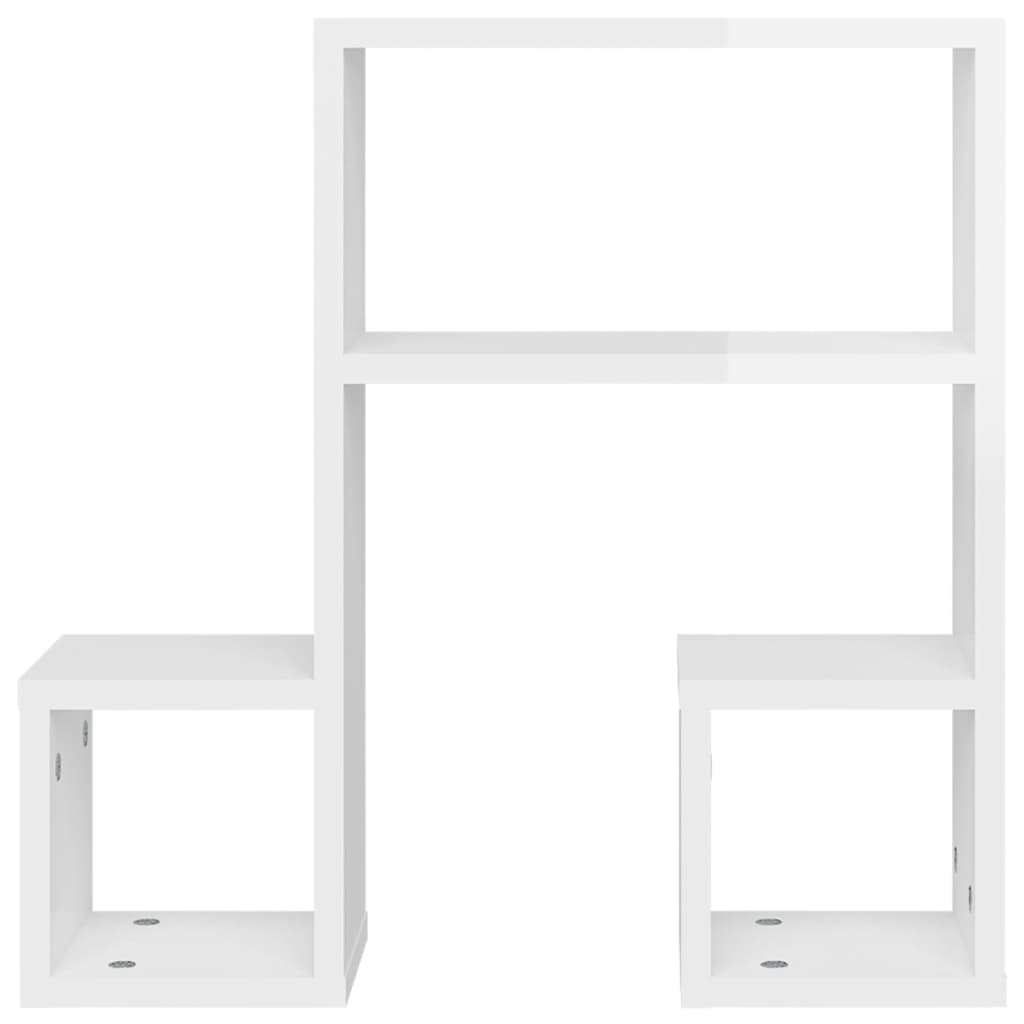 vidaXL Wall Shelves 2 pcs High Gloss White 19.7"x5.9"x19.7" Engineered Wood