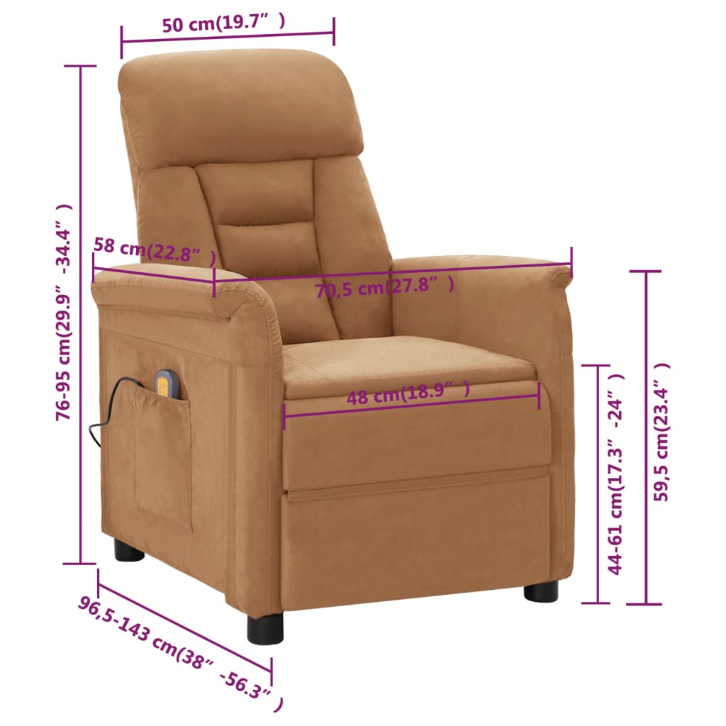 vidaXL Electric Massage Recliner Taupe Faux Leather