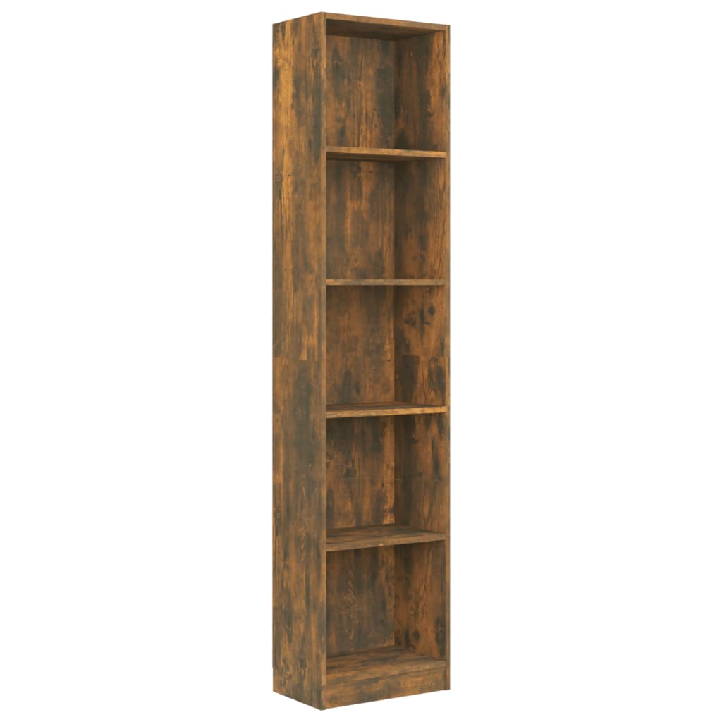 vidaXL 5-Tier Book Cabinet Smoked Oak 15.7"x9.4"x68.9" Engineered Wood
