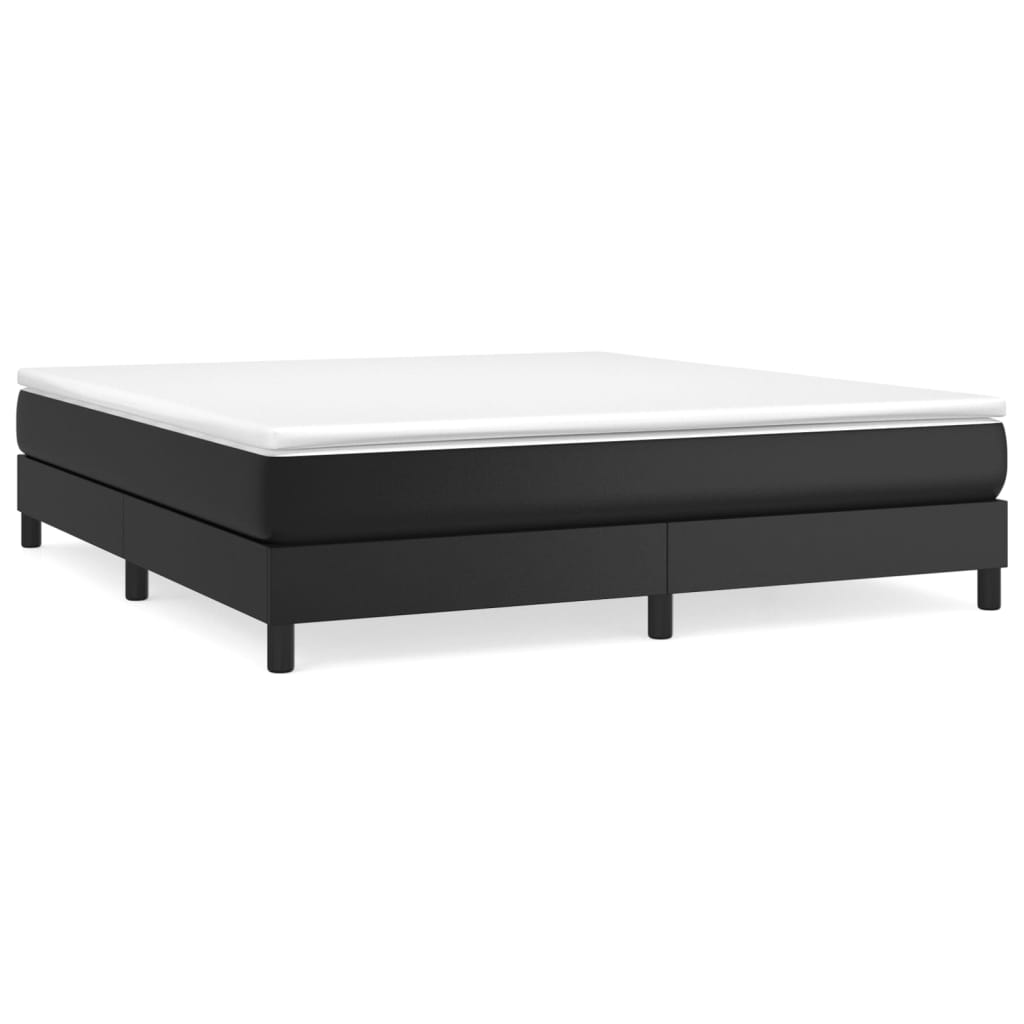 vidaXL Box Spring Bed with Mattress Black 72"x83.9" California King Faux Leather