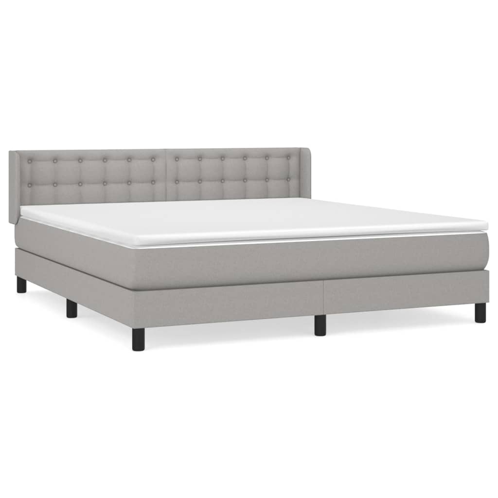 vidaXL Box Spring Bed with Mattress Light Gray Queen Fabric