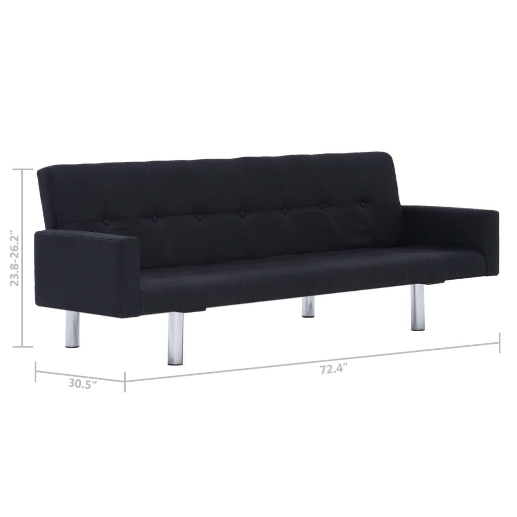 vidaXL Sofa Bed with Armrest Black Fabric