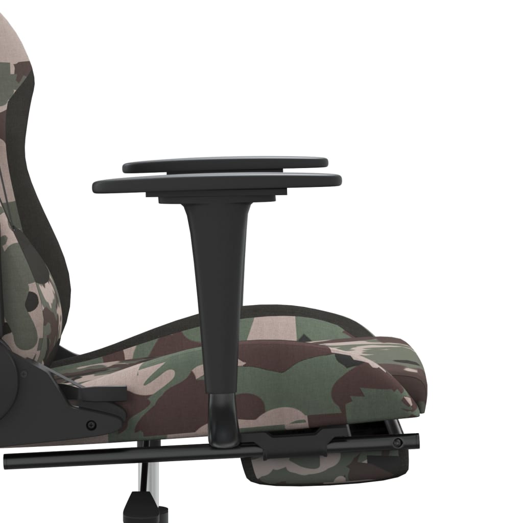 vidaXL Gaming Chair with Footrest Camouflage and Black Fabric