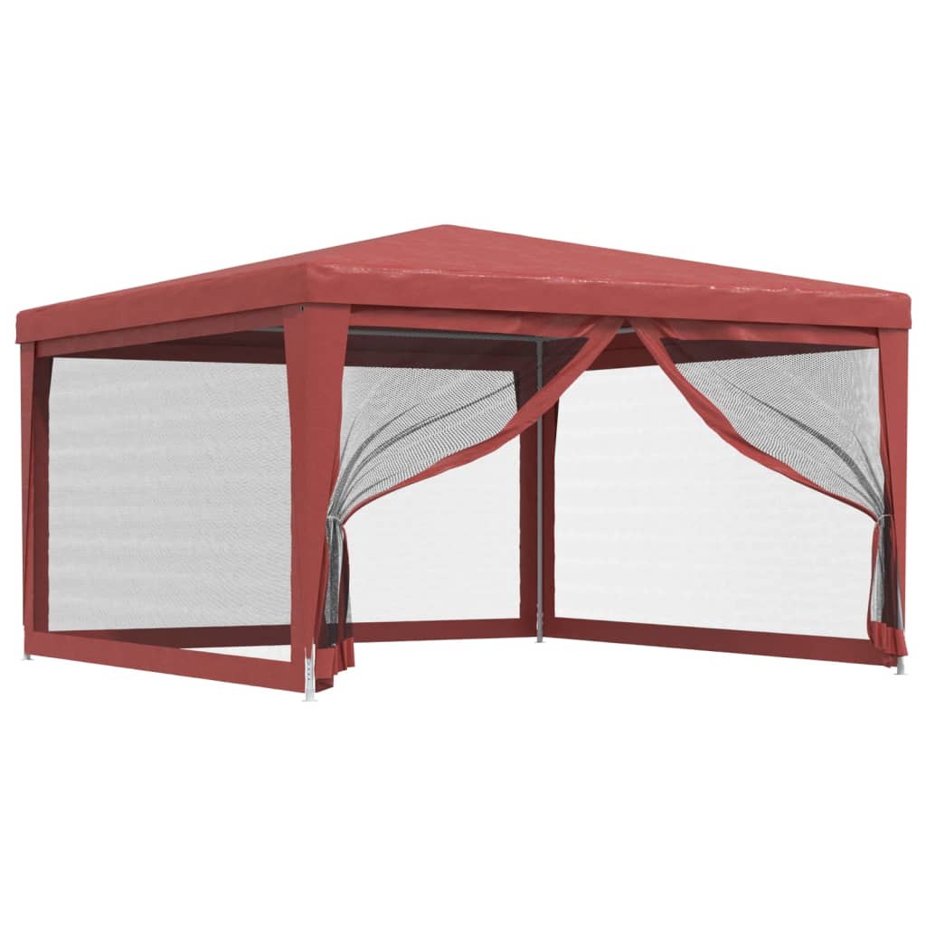 vidaXL Party Tent with 4 Mesh Sidewalls Red 13.1'x13.1' HDPE