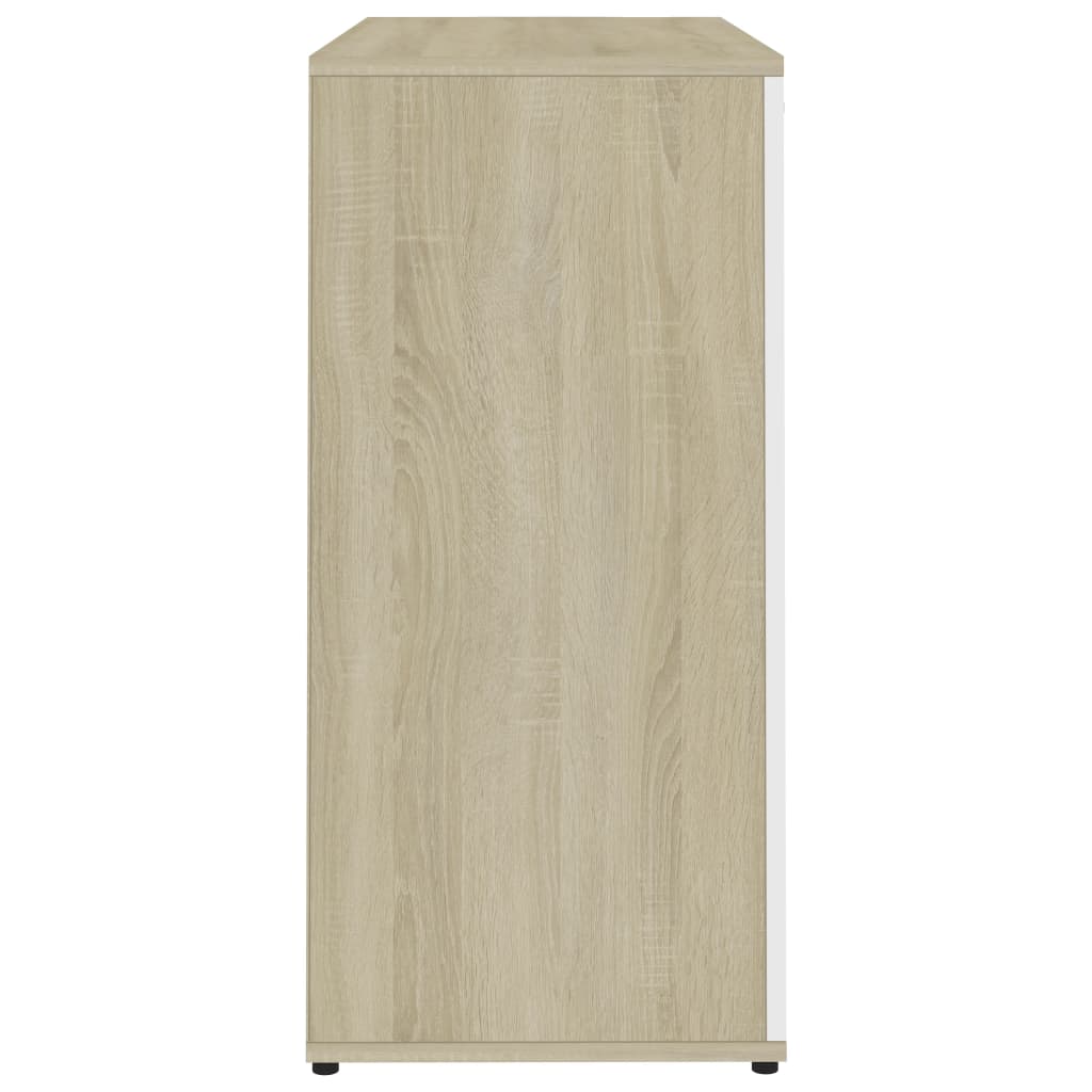 vidaXL Sideboard White and Sonoma Oak 31.5"x14.2"x29.5" Engineered Wood