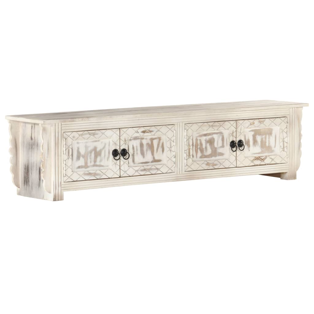 vidaXL TV Cabinet White 55.1"x11.8"x13.8" Solid Mango Wood