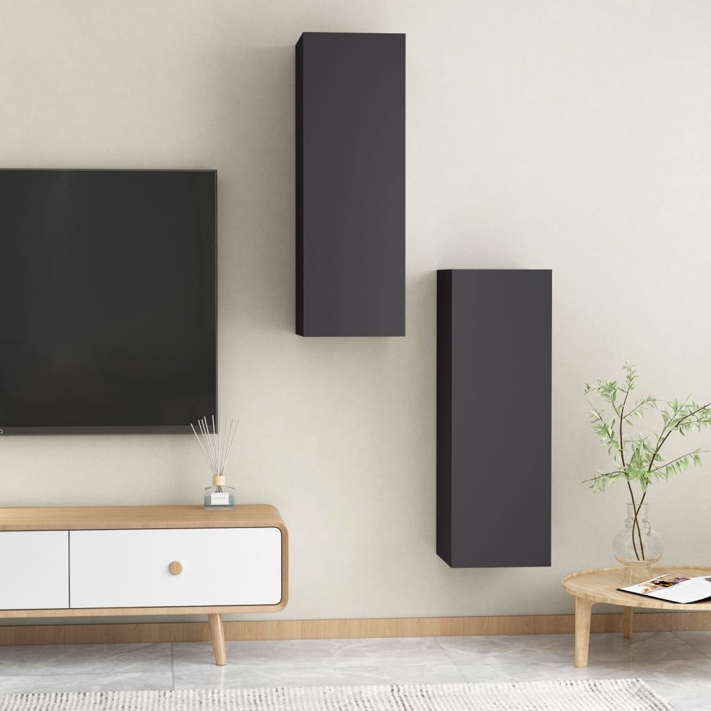 vidaXL TV Cabinets 2 pcs Gray 12"x11.8"x35.4" Engineered Wood