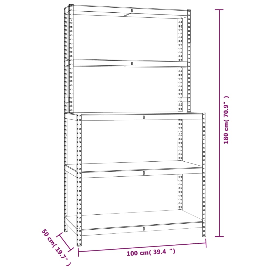 vidaXL 5-Layer Work Table with Shelves Blue Steel&Engineered Wood