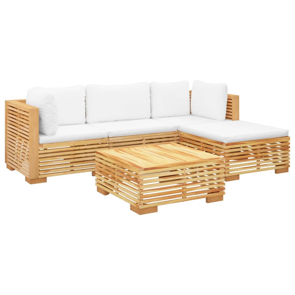vidaXL 5 Piece Patio Lounge Set with Cushions Solid Wood Teak