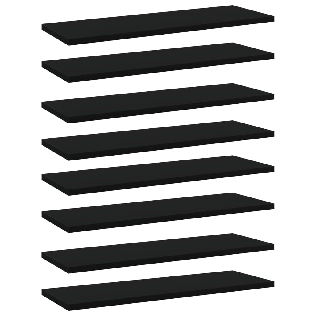 vidaXL Bookshelf Boards 8 pcs Black 23.6"x7.9"x0.6" Chipboard