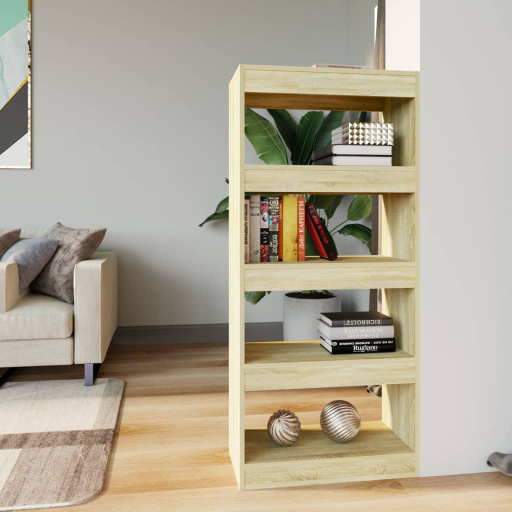 vidaXL Book Cabinet/Room Divider Sonoma Oak 23.6"x11.8"x53.1" Engineered Wood