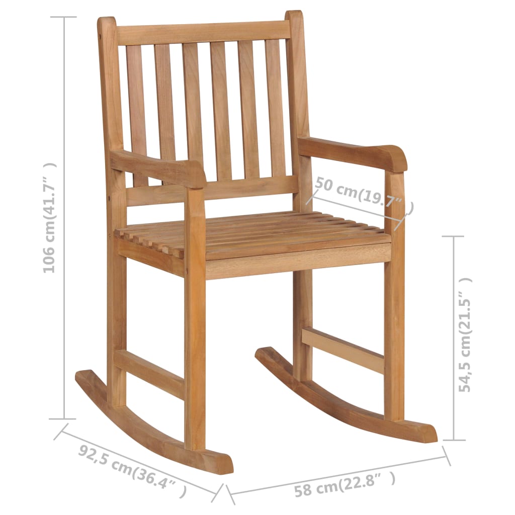 vidaXL Rocking Chair Solid Teak Wood