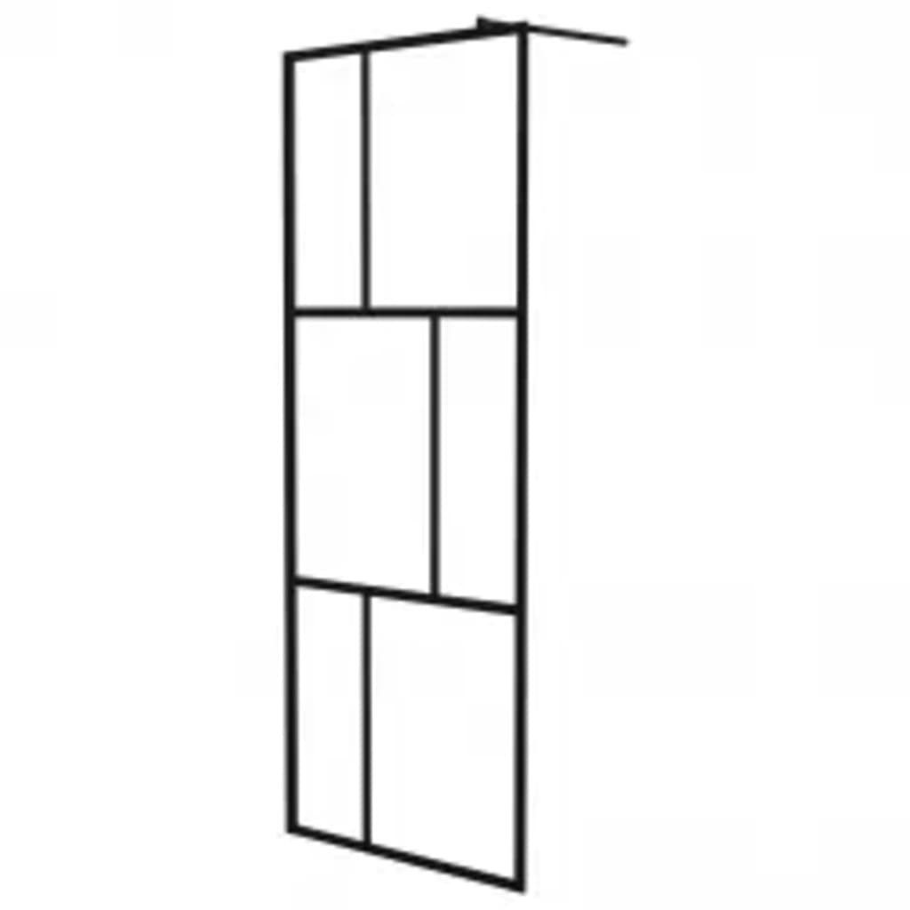 vidaXL Walk-in Shower Wall with Shelf Black 39.4"x76.8" ESG Glass&Aluminum