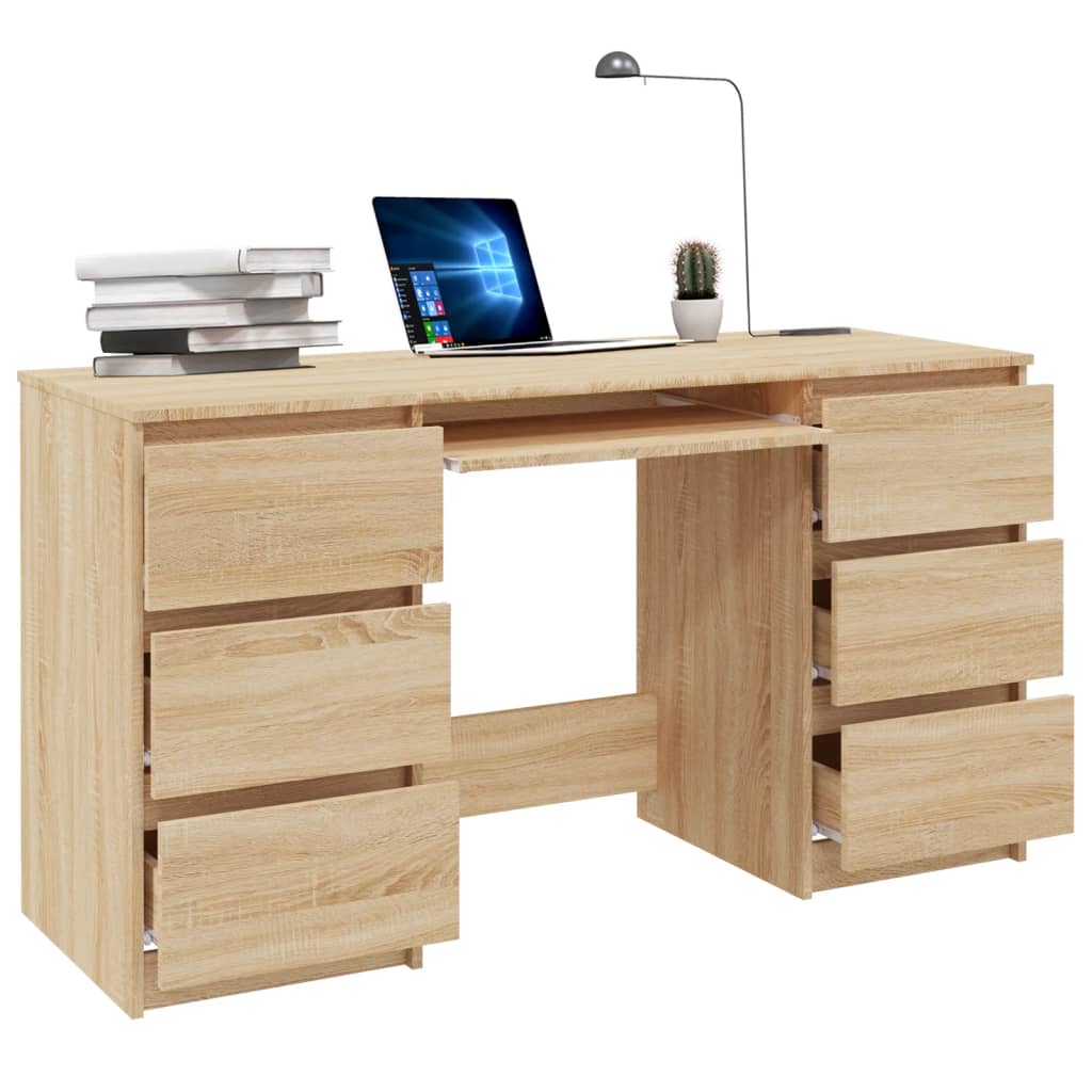 vidaXL Writing Desk Sonoma Oak 55.1"x19.7"x30.3" Engineered Wood