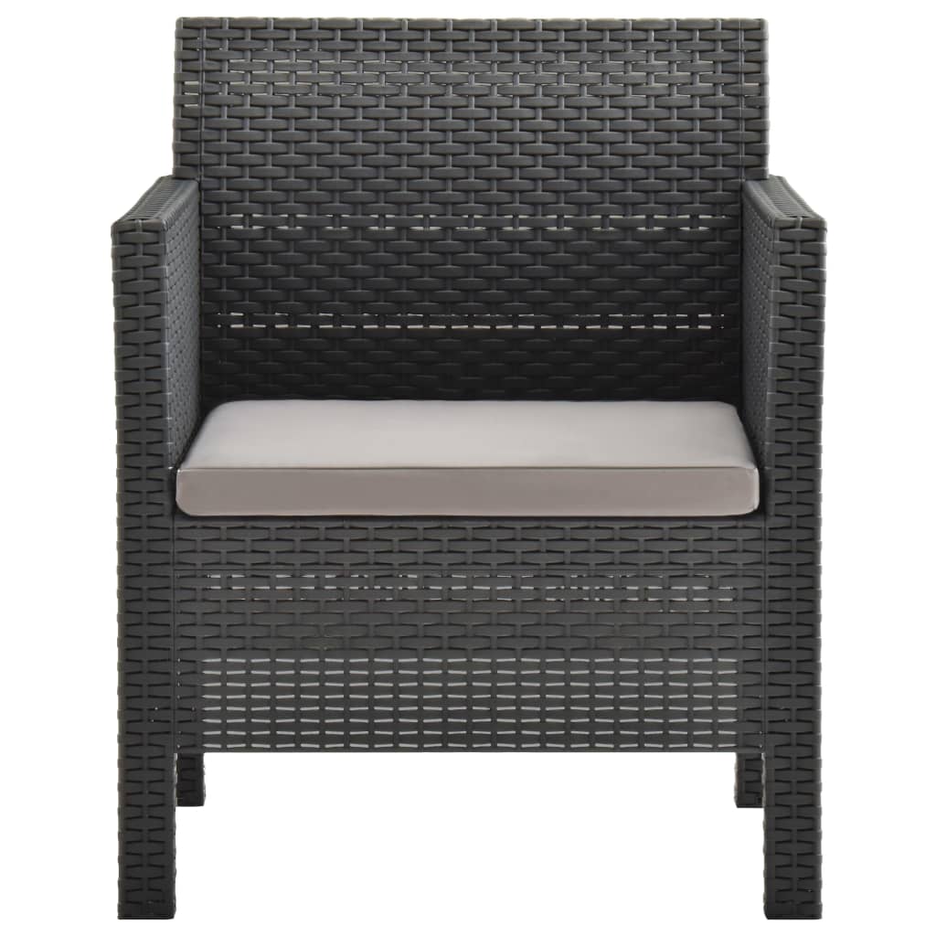 vidaXL 2 Piece Patio Lounge Set with Cushion PP Rattan Anthracite