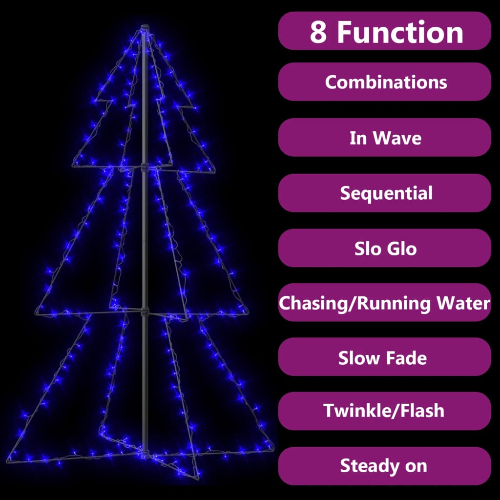 vidaXL Christmas Cone Tree 200 LEDs Indoor and Outdoor 3x5 ft