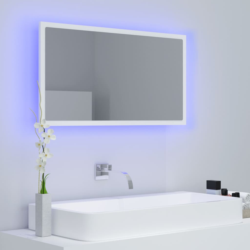 vidaXL LED Bathroom Mirror White 31.5"x3.3"x14.6" Acrylic