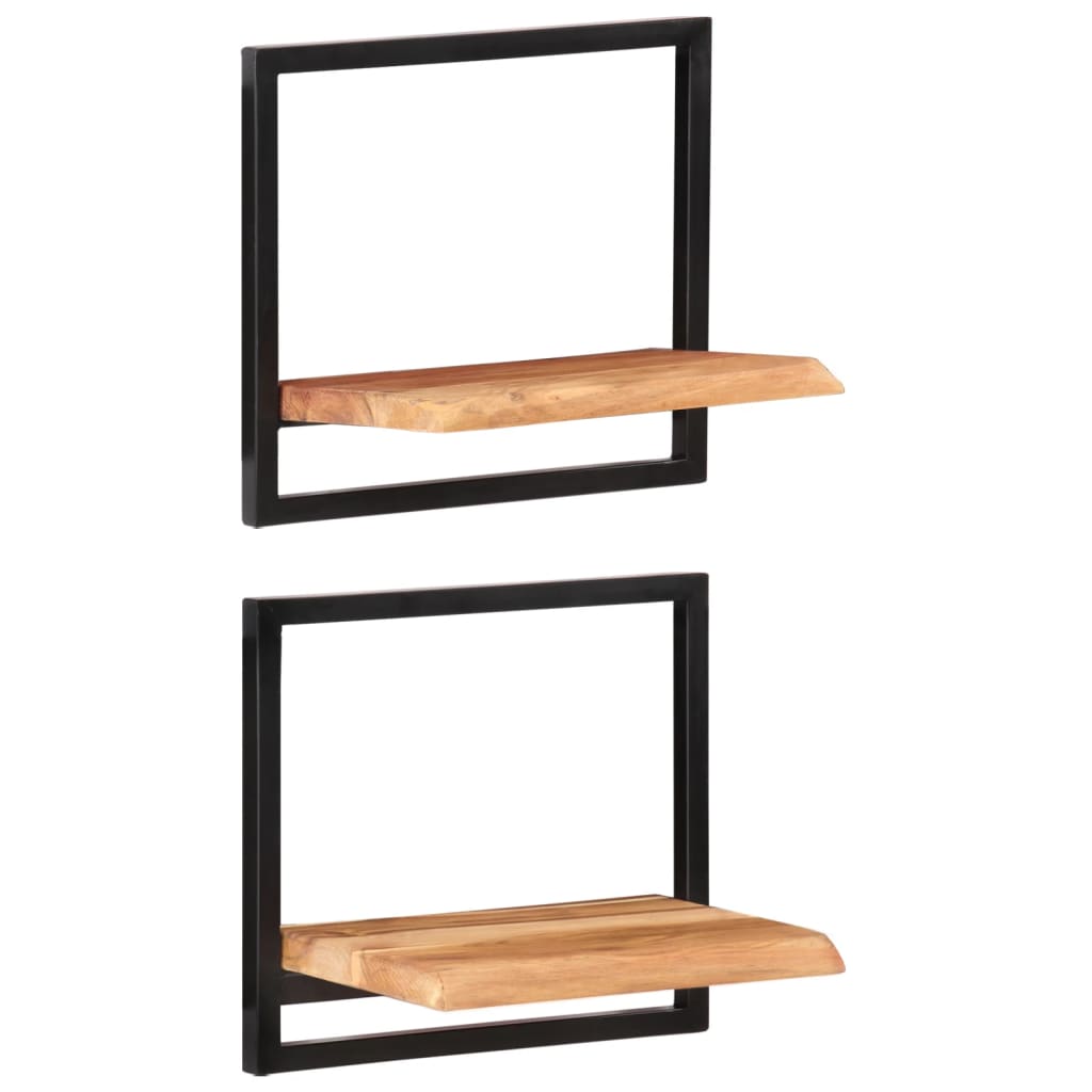 vidaXL Wall Shelves 2 pcs 15.7"x9.4"x13.8" Solid Wood Acacia and Steel