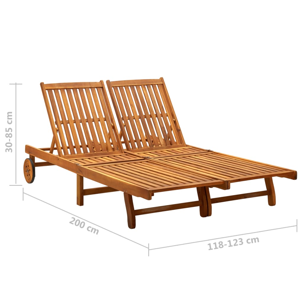 vidaXL 2-Person Patio Sun Lounger with Cushions Solid Acacia Wood