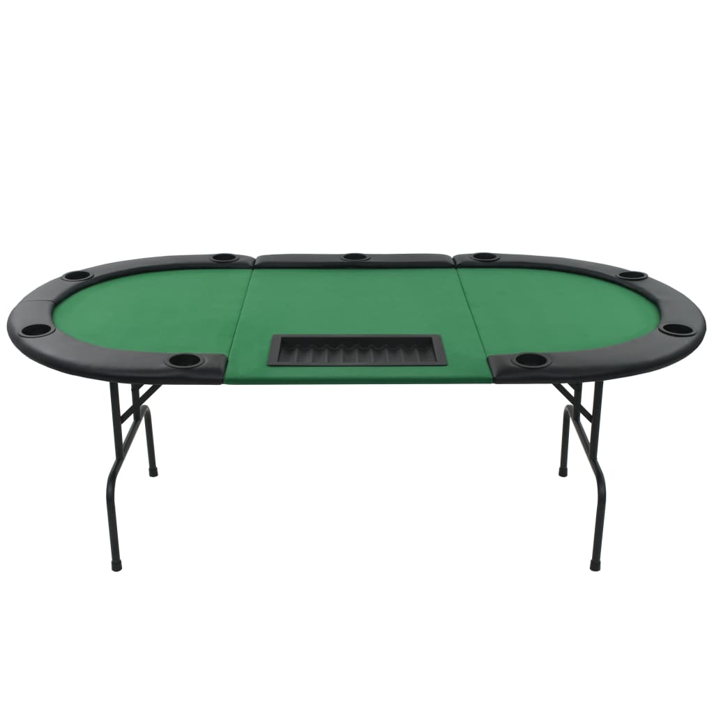 vidaXL 9-Player Folding Poker Table 3 Fold Oval Green | vidaXL.com