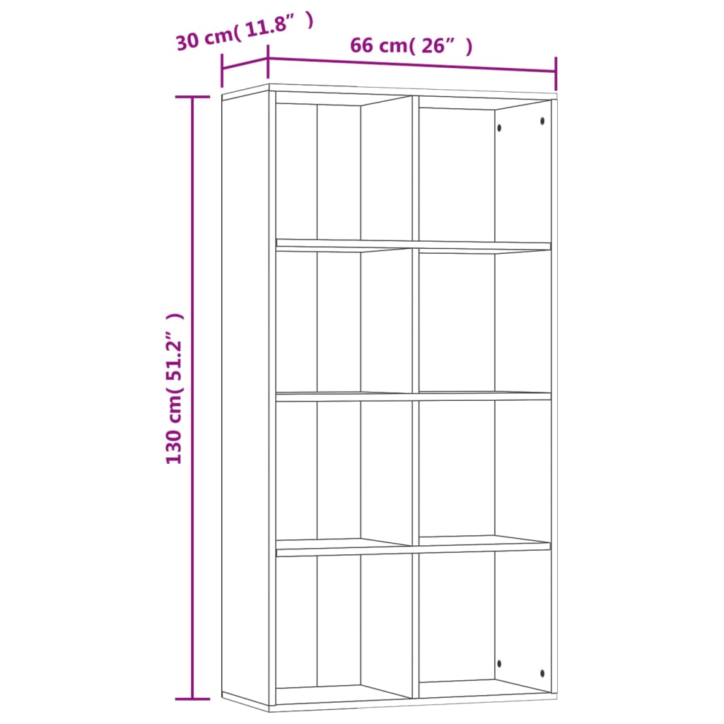 vidaXL Book Cabinet/Sideboard Sonoma Oak 26"x11.8"x51.2" Engineered Wood