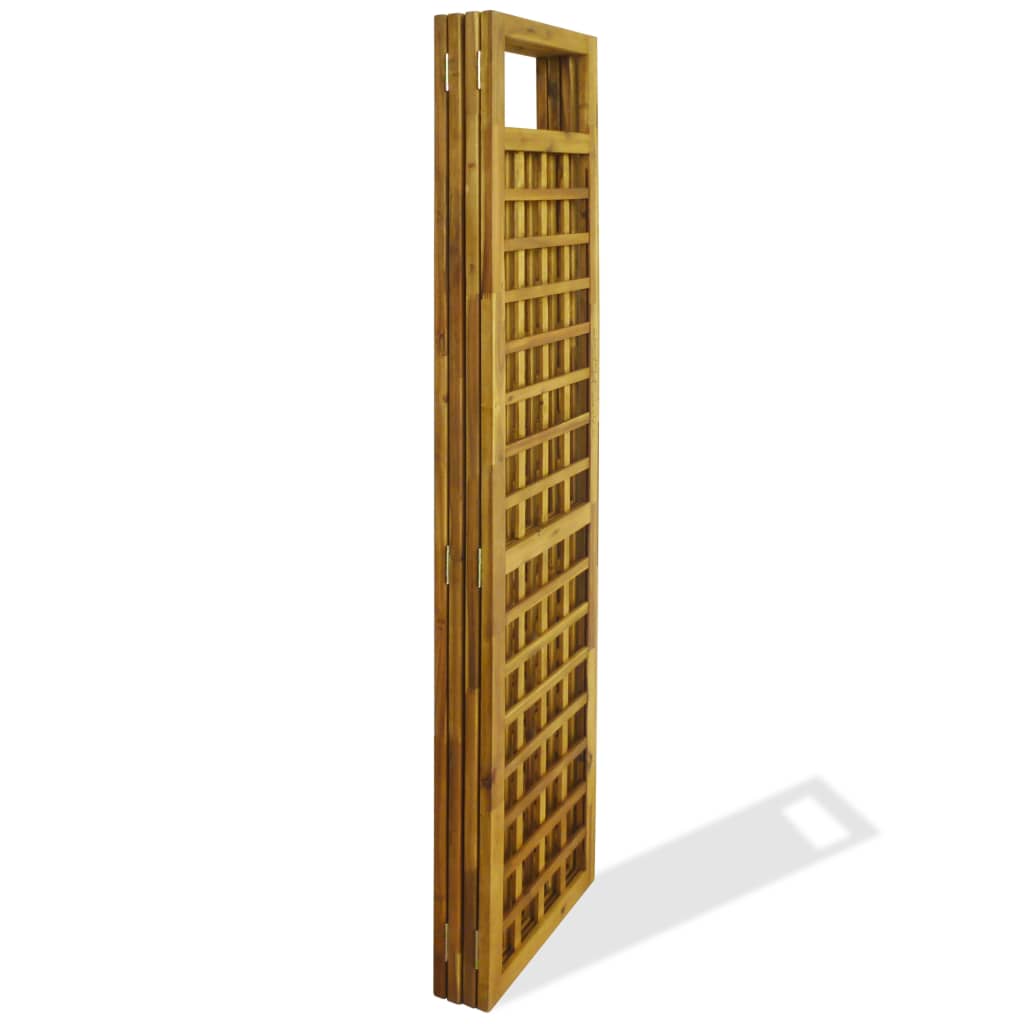 vidaXL 4-Panel Room Divider / Trellis Solid Acacia Wood 63"x66.9"