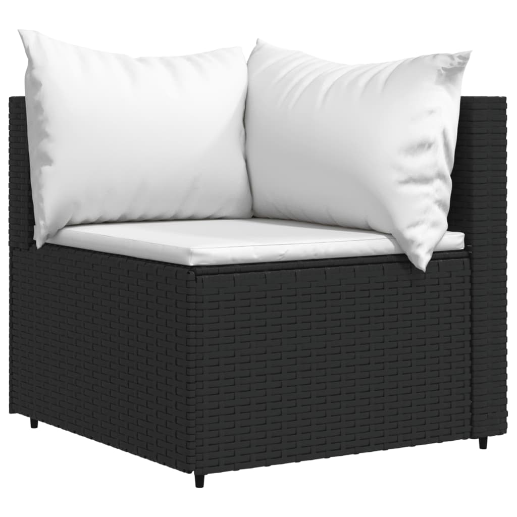 vidaXL 4 Piece Patio Lounge Set with Cushions Black Poly Rattan