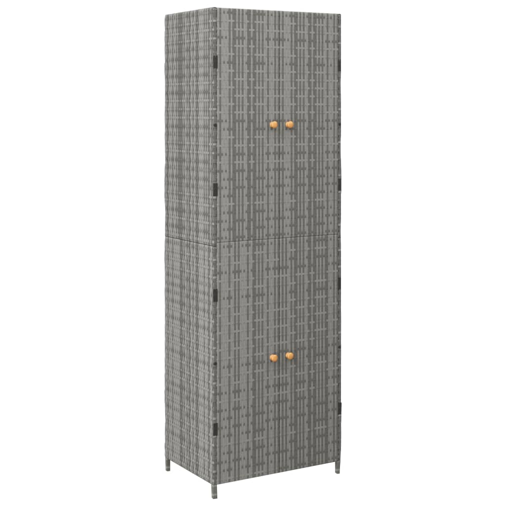 vidaXL Garden Storage Cabinet Gray 23.2"x15.7"x70.9" Poly Rattan