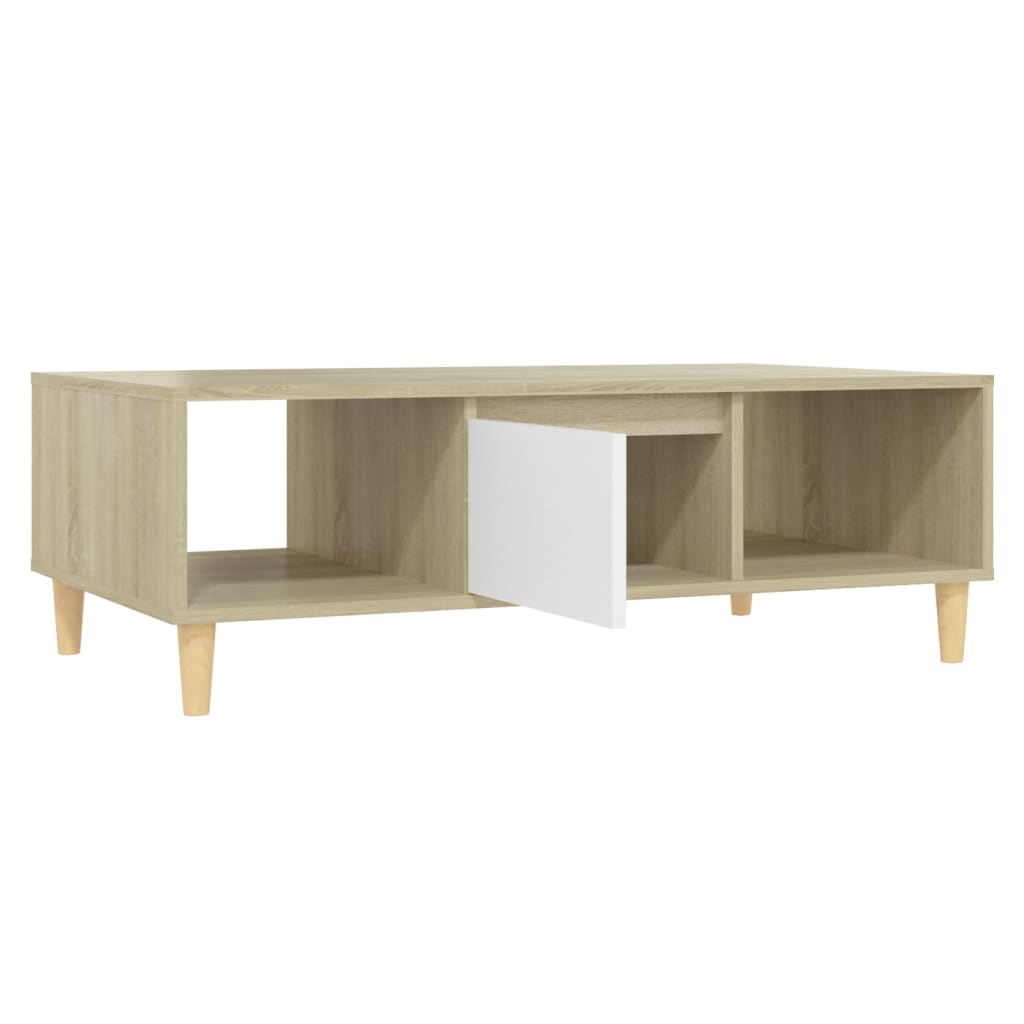 vidaXL Coffee Table White and Sonoma Oak 40.7"x23.6"x13.8" Engineered Wood