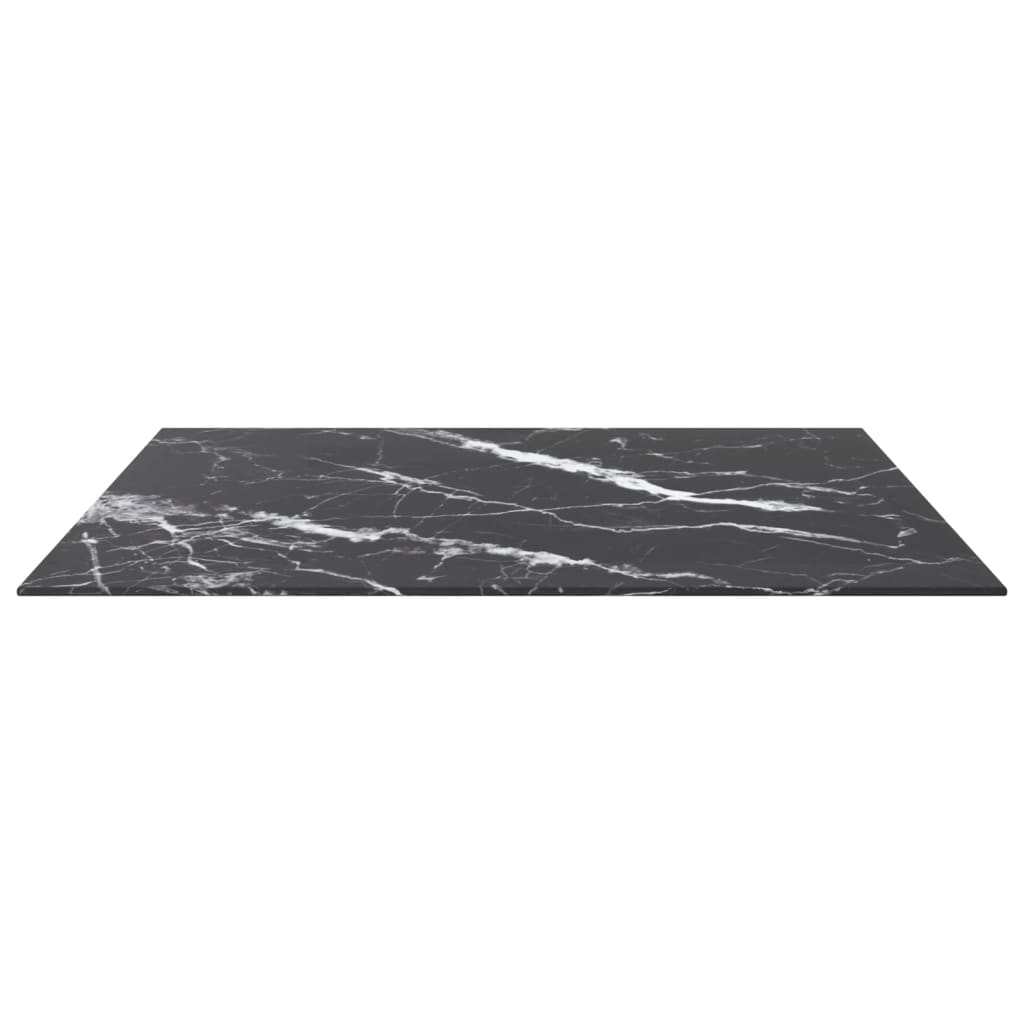 vidaXL Table Top Black 31.5"x31.5" 0.2" Tempered Glass with Marble Design