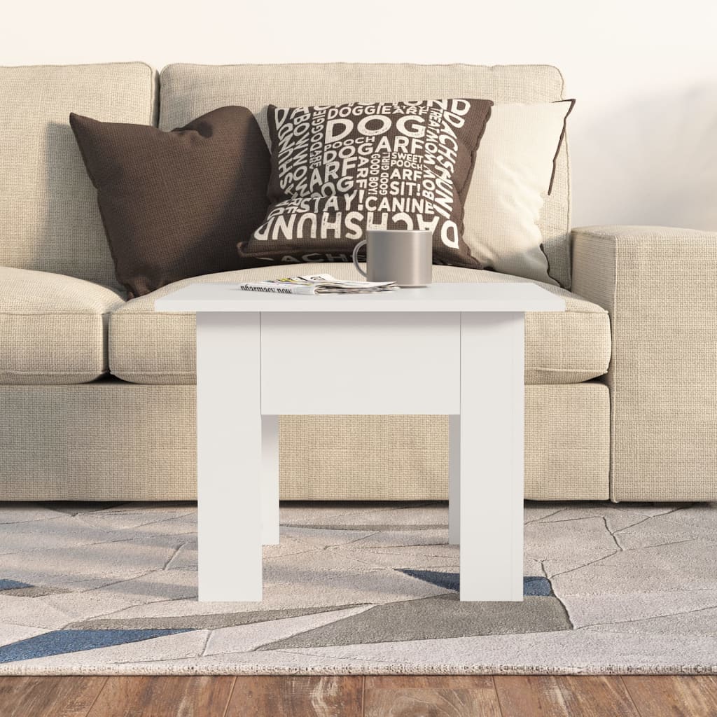 vidaXL Coffee Table White 21.7"x21.7"x16.5" Engineered Wood